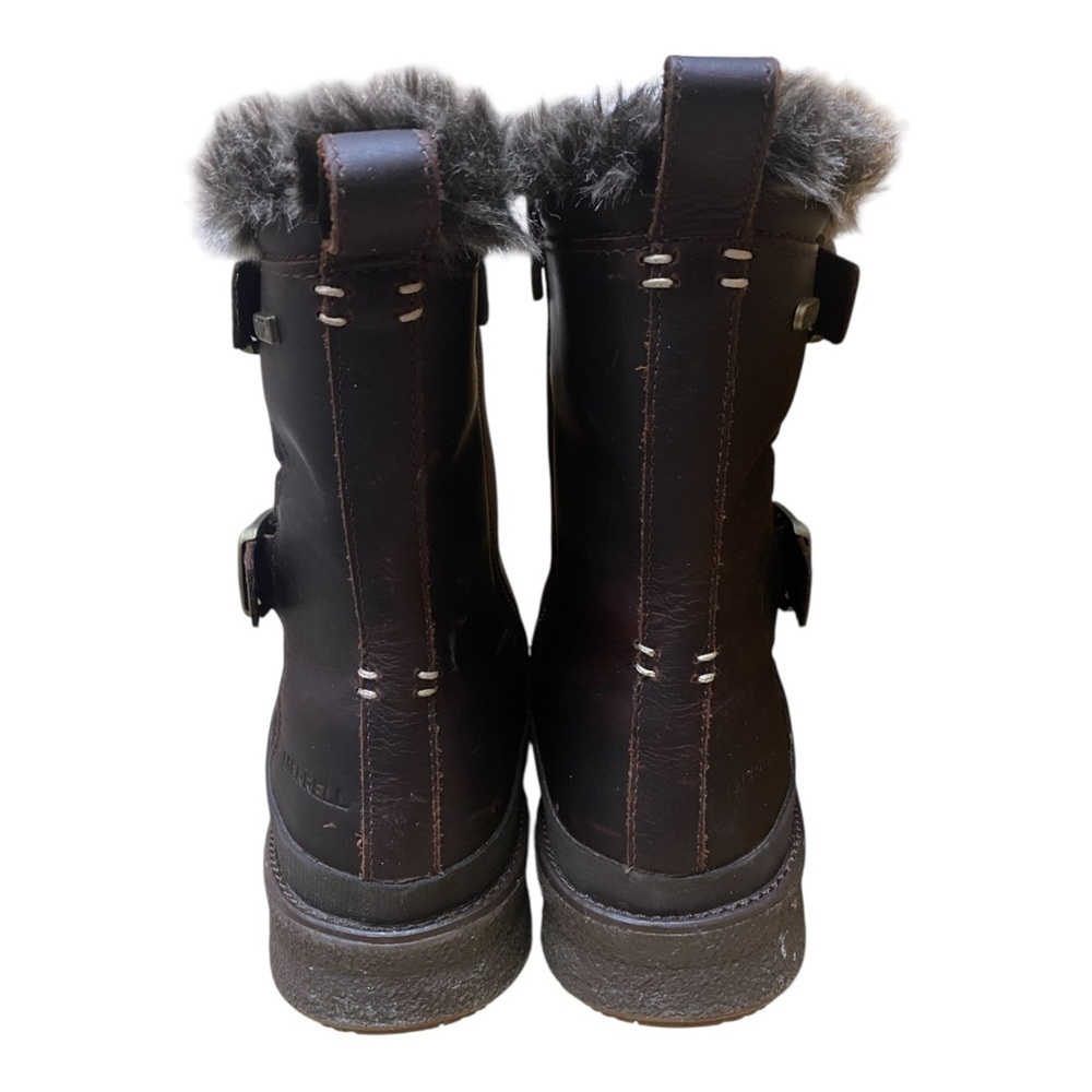 Merrell Womens Tremblant Ezra Zip Brown Boots Size 9 Faux Fur Winter Wet Ice - Picture 5 of 12
